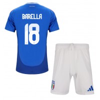 Italien Nicolo Barella #18 Hemmaställ Barn EM 2024 Korta ärmar (+ Korta byxor)